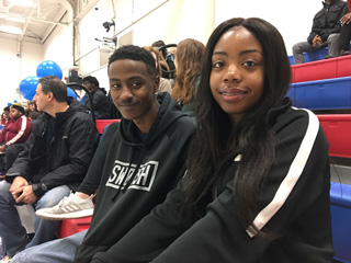 Timane Broome Jr. and Paulisha Hunt, seniors at Germantown High School, inside the Nabors Auditorium. Both heard about Southwest from their guidance counselors and are interested in exploring opportunities at Southwest. 