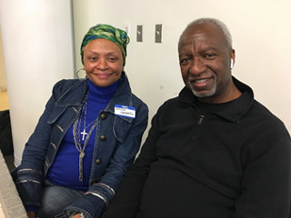 Second semester Reconnector Wanda Harness, pictured with her husband, came back to school after 6 years away. 