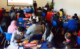 Each table displayed words representing the hallmarks of a good ambassador at the 2019 Community Relations Ambassadors Luncheon. 