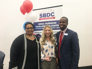 LaTanya Channel, SBDC Day Rising Star winner Kelsey Loebel, and Rory Thomas. 