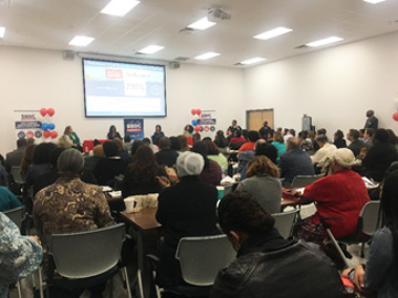 A packed room of participants for SBDC Day at the Whitehaven Center. 