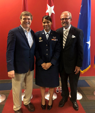 Lean Six Sigma instructor Monte Massongill and Dr. Fisher were present for Dr. Howard’s promotion to Brigadier General.