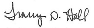 Dr. Tracy D. Hall Signature