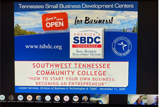 Southwest’s Career Services and Business and Technologies Department partnered with TSBDC for a virtual entrepreneurship webinar Nov. 11.