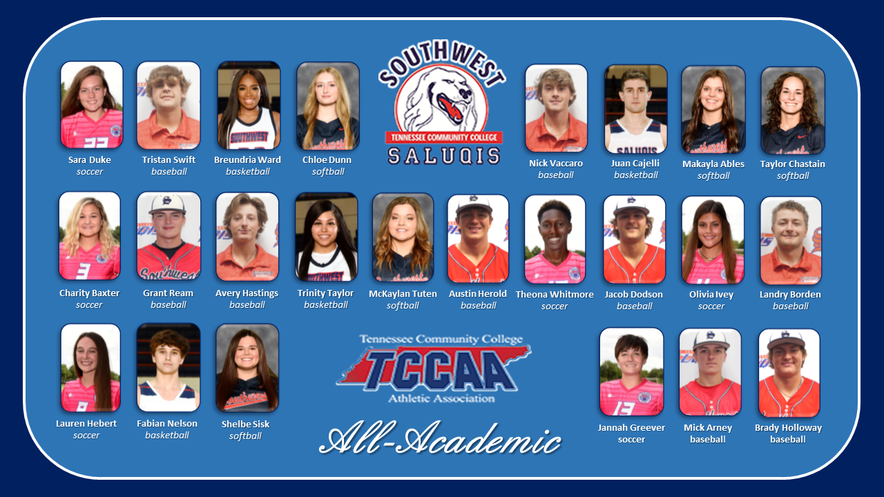 Twenty-four Southwest Tennessee Community College student-athletes have been honored for their academic excellence, receiving All-Academic recognition for the academic year 2021-2022 from the Tennessee Community College Athletic Association (TCCAA).