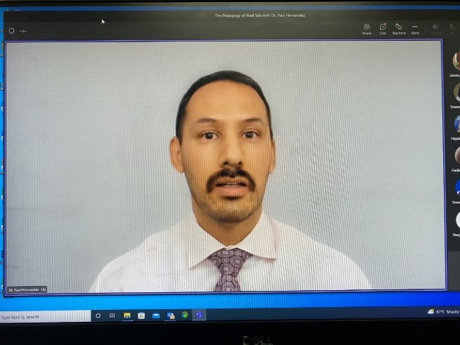 Dr. Paul Hernandez gave a virtual presentation on how faculty and staff can engage students from diverse communities. 