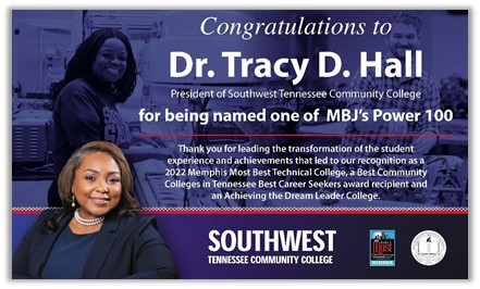 President Tracy D. Hall named a top 100 Leader in the Memphis community